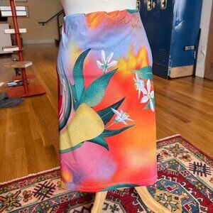 Fiorucci tropical summer bodycon skirt floral